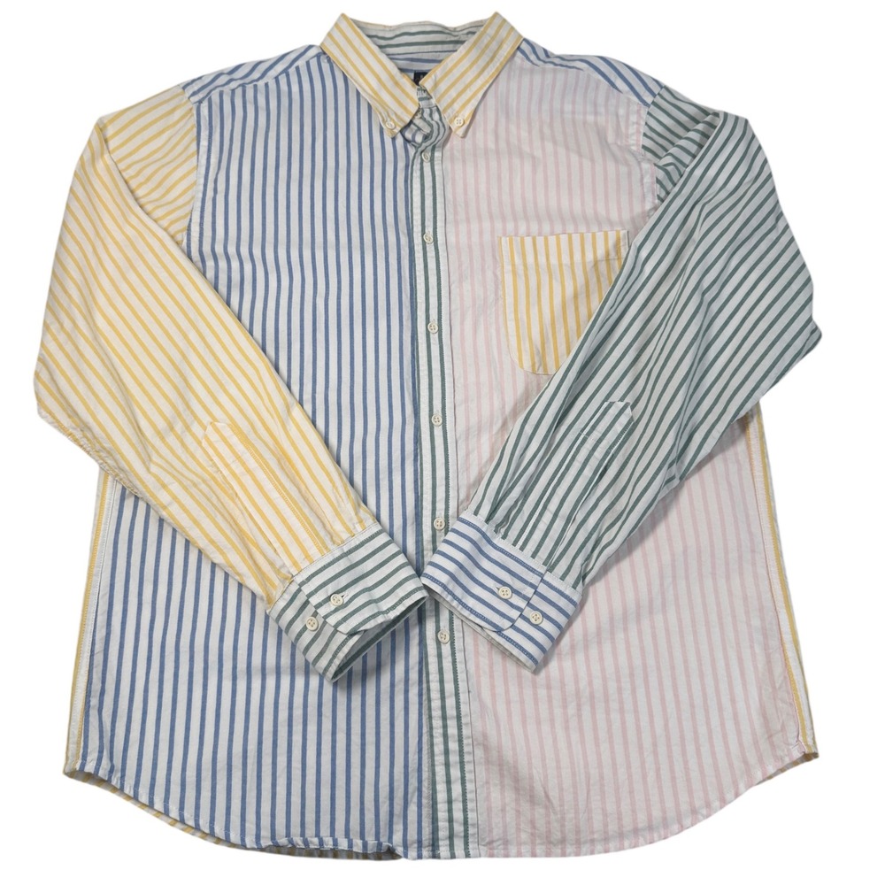 Rowing Blazers Target Men Multicolor Striped Button Down‎ Shirt Sz L Color block